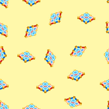 error correction quantum technology isometric seamless pattern. error correction quantum technology sign illustration
