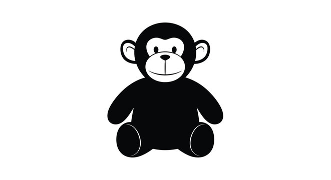 Plush monkey toy depicted as a black silhouette