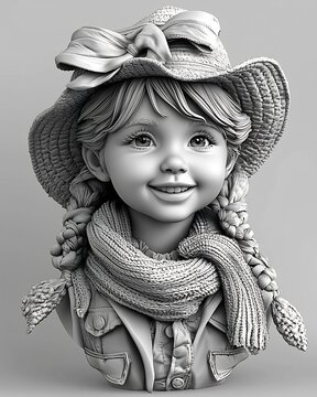 American digital sculptor 3D child modeling designing toddler in 3D