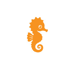 Cute Baby Seahorse Silhouette Vector Icon – Marine Animal and Ocean Symbol Illustration Mockup Template. © Apparel Design
