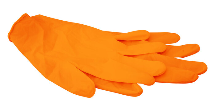 orange protective glove isolated on white