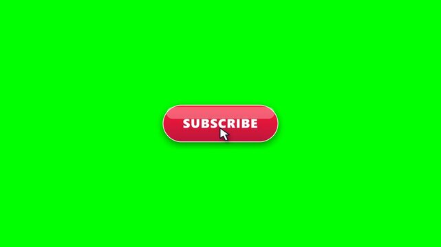 Animated subscribe button with cursor on green screen background.