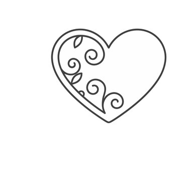 Heart shape with floral scrollwork