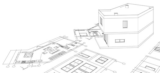 Fototapeta premium architecture house plan 3d illustration