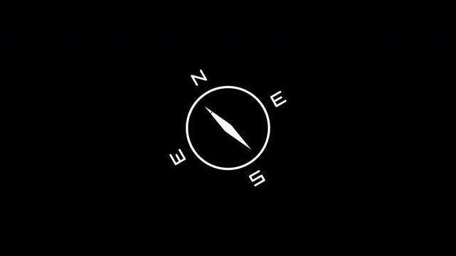 Compass Element, Determining Direction, Clarity, Navigation - Minimal White Fill with Transparent Black Stroke - Transparent Background