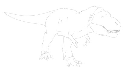 Dinosaur contour drawing on white background for kids coloring page. © German Ovchinnikov
