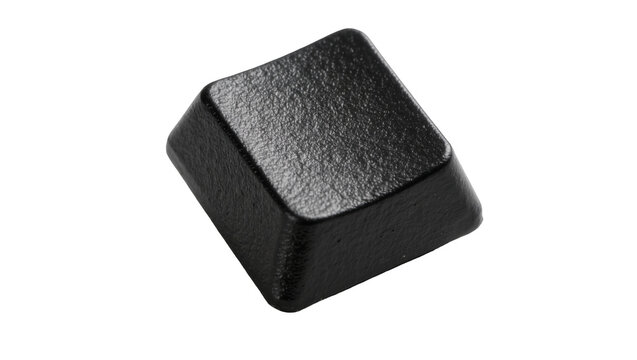 Single black textured keycap isolated on transparent background