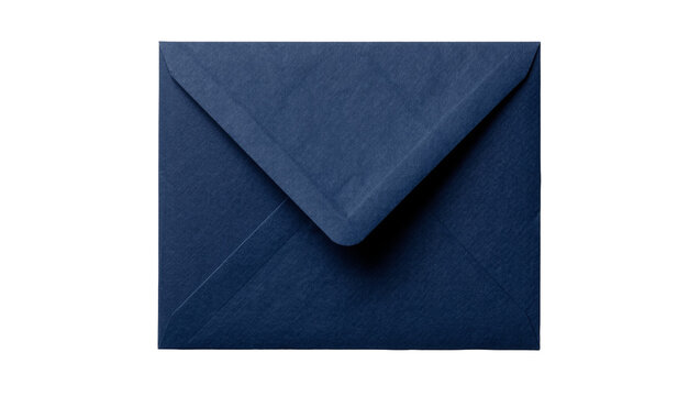 Dark blue textured paper envelope, isolated on transparent background