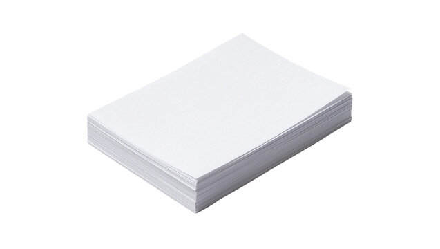 Stack of blank white paper sheets, isolated on transparent background