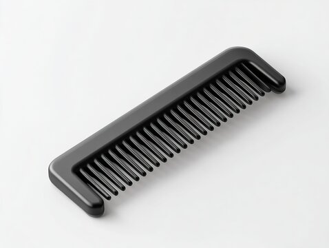 Black plastic comb detail, Minimalist salon accessory mockup, Haircare beauty product presentation