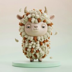 Fototapeta premium very peaceful looking alpaca looking collectible that looks peaceful unbothered and playful she looks contented she very woolly.