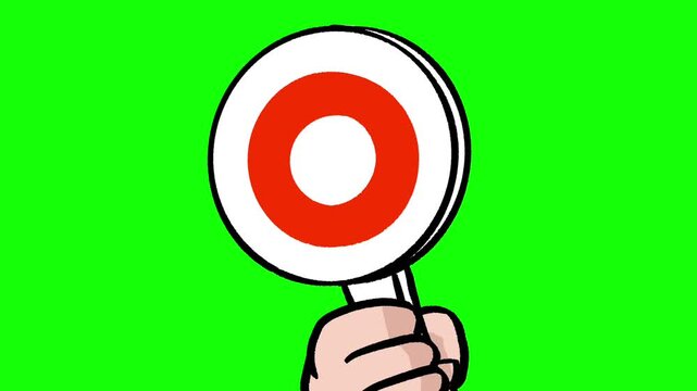 Hand Holding a Round Sign Appearing Animation, Chroma Key Footage for Lottery and Event Results