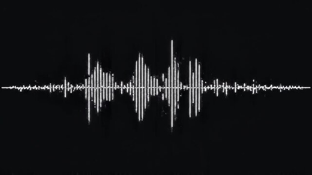Audio waveform graphs displaying sound amplitude in a dark digital abstract visualization