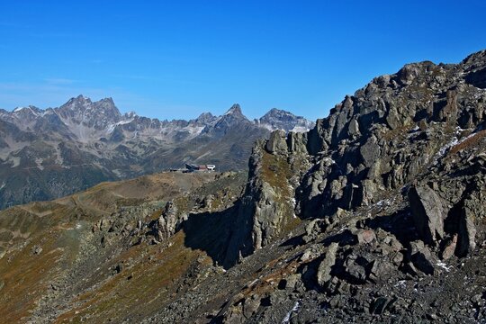 Austrian Alps - view of the upper station of the Pardatschgratbahn cable car near Ischgl