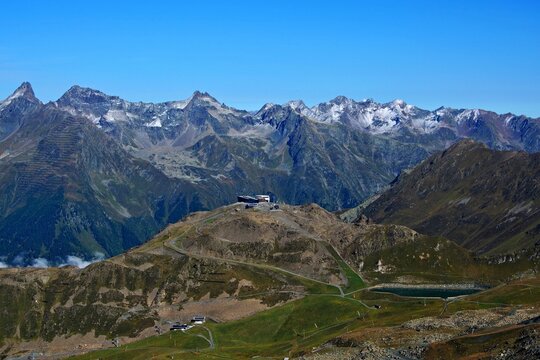 Austrian Alps - view of the upper station of the Pardatschgratbahn cable car near Ischgl