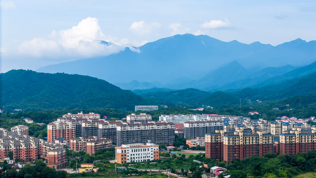 Residential buildings at foot of Lushan Mountain, China
