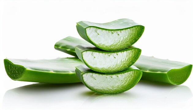 Fresh Dissected Aloe Vera Stacks Isolated