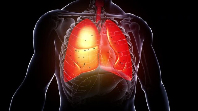 Human Internal organs system 3D animation, lung,medical anatomy video