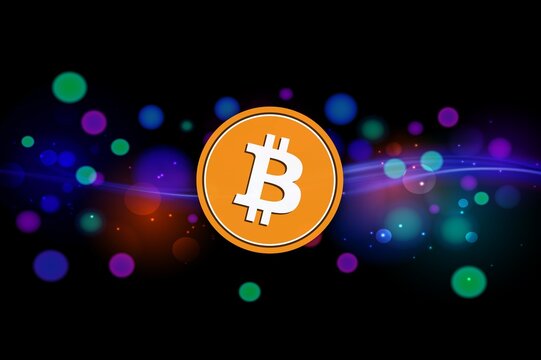 Bitcoin-BTC cryptocurrency logos drawings on digital background.