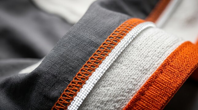 Modern technical apparel details showing textured fabric and reflective piping for urban commuting.