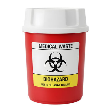 Biohazard warning jar with red and yellow colors