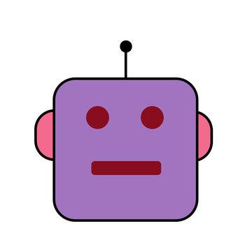 Minimalist robot head icon line , artificial intelligence colorful