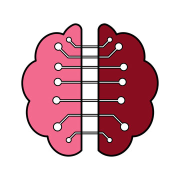 Artificial intelligence brain icon line artificial intelligence colorful