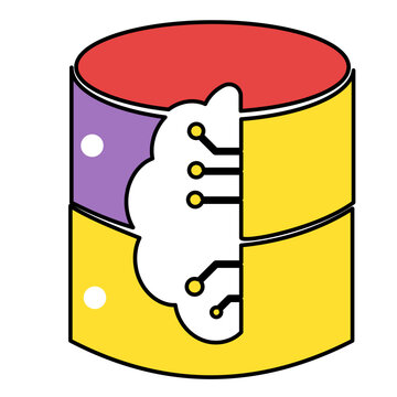 Cloud database server icon line representing digital storage artificial intelligence colorful