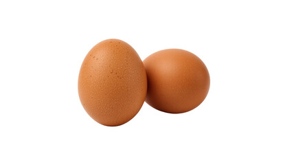 Two brown chicken eggs smooth texture, isolated on transparent background © Giulia