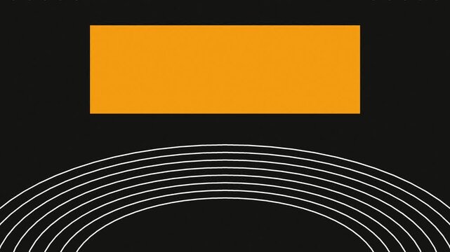 Abstract minimalist animation of a gold rectangle and white arches on a dark background, modern clean motion graphic for intros or backdrops.