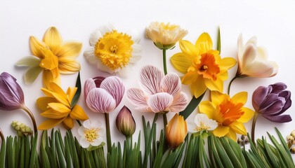 Fototapeta premium Springtime Flowers Against White