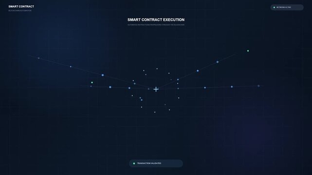 Futuristic smart contract execution interface with digital data hud