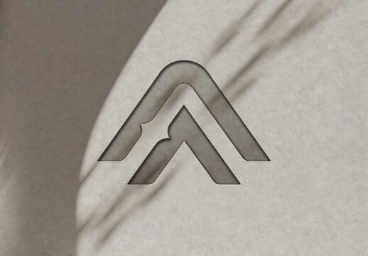 Debossed Logo Mockup on Concrete Wall with Shadows