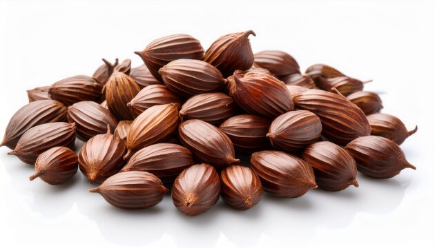 Close Up Of Castor Beans Isolated On White Background