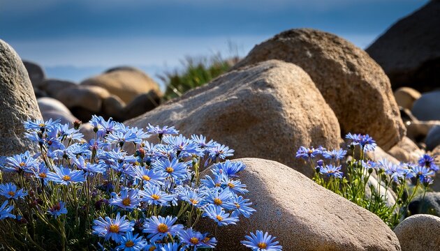 Giardino Roccioso Con Margherite Azzurre