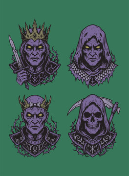 Four Faces dark fantasy medieval potrait