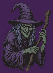 Obraz premium Halloween witch statue with an evil sinister smile