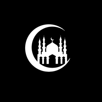 religious eid background mosque vector illustration silhouette, logo icon