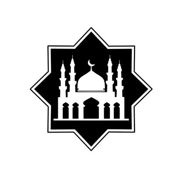  mosque vector illustration silhouette, logo icon black white