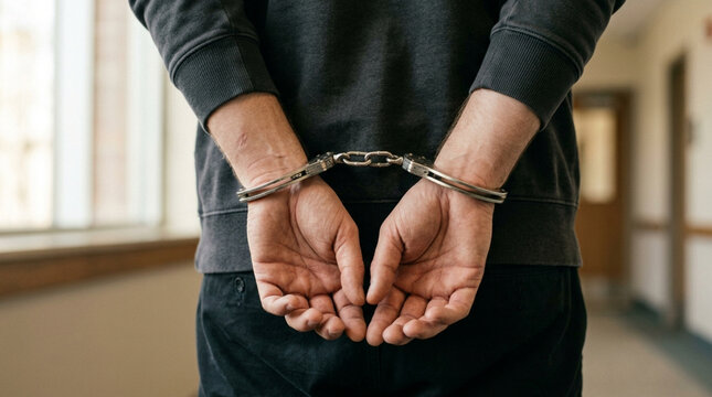 Person in Handcuffs, Arrested Suspect, Law Enforcement, Crime, Justice Concept