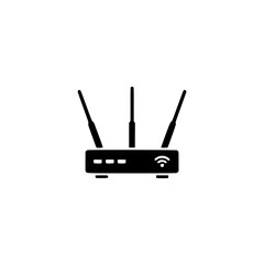 Fototapeta premium WiFi router icon. Solid black glyph of a router for wireless network and internet.