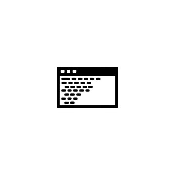 Terminal icon. Solid black glyph of a terminal for command code and programming.