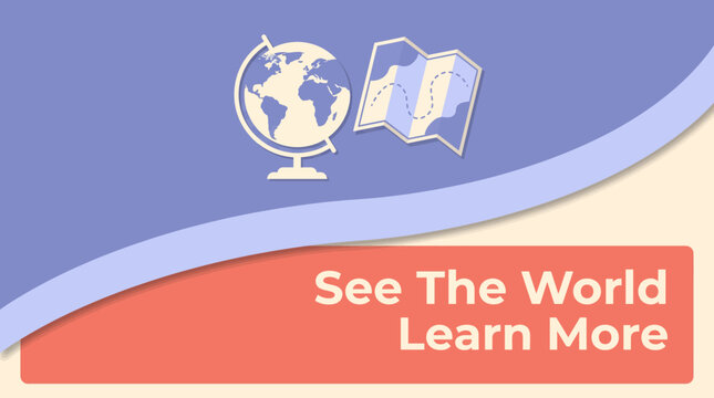 Geography Club Study Abroad Banner with Globe and Map Icons for Education Marketing.