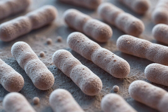 Close-up view of bacteria showing distinct shapes and structures under microscopic examination