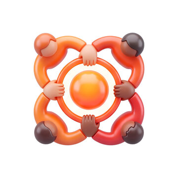 3D people collaboration icon, teamwork concept, isolated on transparent background