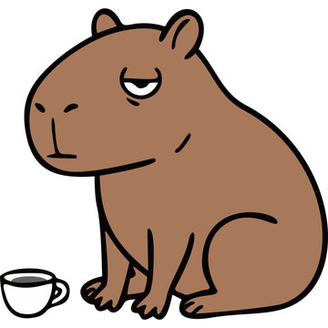 Sleepy Tired Capybara Funny Meme Reaction