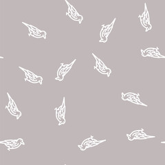 Fototapeta premium raven bird line seamless pattern raven bird thin line illustration