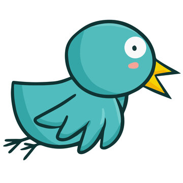 Blue bird flying cartoon illustration