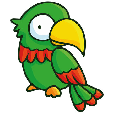 Colorful parrot perched cartoon illustration