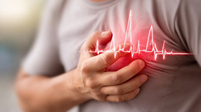 Flickering Neon Heart Monitor: Arrhythmia Illustration